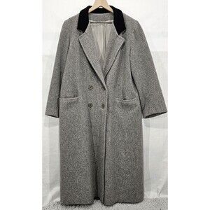 Vintage Projections Womens Wool Coat Gray Double Breasted Trench Old Money 80s